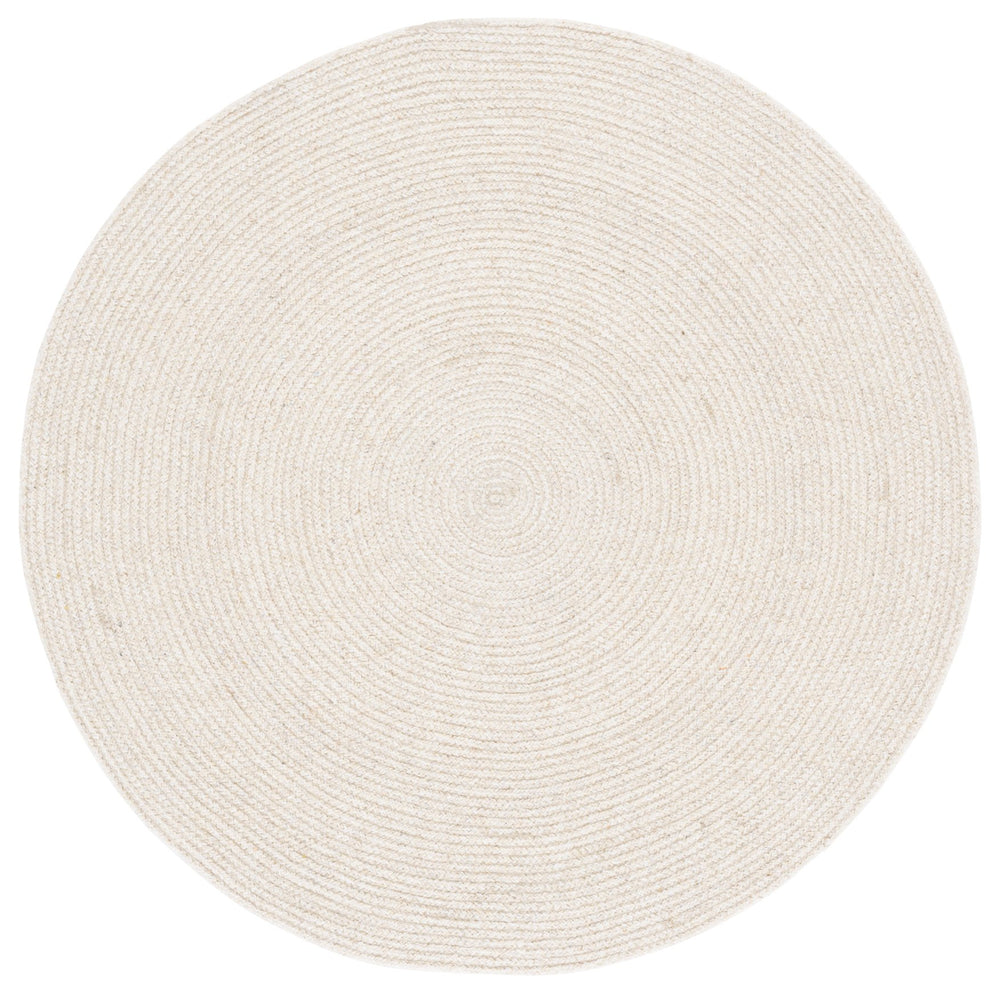 Safavieh Braided Hand-Woven Beige Round Area Rug — 3 Ft Accent Mat, Wool-Jute Blend, Coastal Minimalist Charm 3'-0" x 3'-0" BRD557B-3R