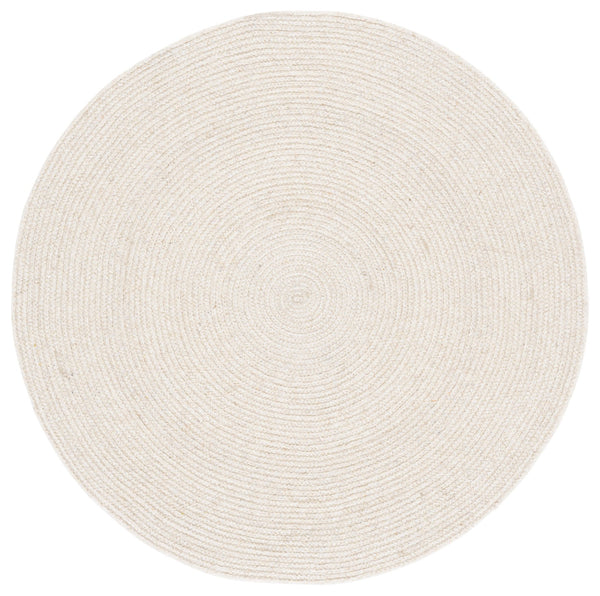 Safavieh Braided Hand-Woven Beige Round Area Rug — 3 Ft Accent Mat, Wool-Jute Blend, Coastal Minimalist Charm 3'-0" x 3'-0" BRD557B-3R