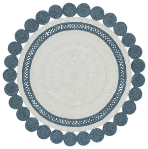 Safavieh Braided Hand‑Woven Round Area Rug In Blue Sage — Soft Wool Blend, Low‑Profile Pile, Coastal Modern Charm 4'-0" x 4'-0" BRD558M-4R