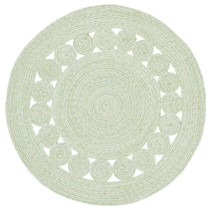 Safavieh Braided Hand-Woven Round Area Rug In Green And Ivory — Wool-Jute Blend, Low-Profile, Coastal Charm 5'-0" x 5'-0" BRD559Y-5R