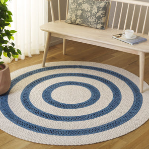 Safavieh Braided Handwoven Blue-Grey Round Rug — Wool-Jute Blend, Soft Durable Texture For Coastal Homes 6'-0" x 6'-0" BRD560M-6R