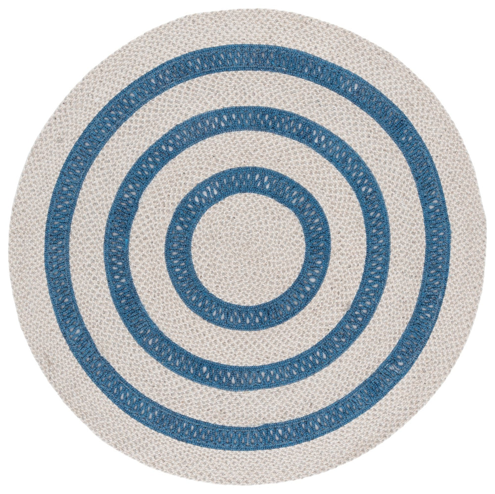 Safavieh Braided Handwoven Blue-Grey Round Rug — Wool-Jute Blend, Soft Durable Texture For Coastal Homes 6'-0" x 6'-0" BRD560M-6R