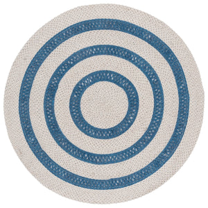 Safavieh Braided Handwoven Blue-Grey Round Rug — Wool-Jute Blend, Soft Durable Texture For Coastal Homes 6'-0" x 6'-0" BRD560M-6R