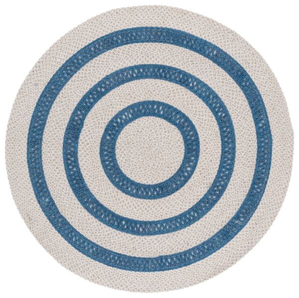 Safavieh Braided Handwoven Blue-Grey Round Rug — Wool-Jute Blend, Soft Durable Texture For Coastal Homes 6'-0" x 6'-0" BRD560M-6R