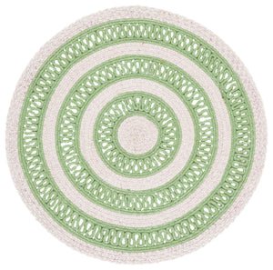 Safavieh Braided Round 3 Ft Area Rug In Green & Pink Wool Blend — Handwoven Coastal Accent, Durable Soft Texture 3'-0" x 3'-0" BRD560Y-3R