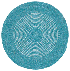 Safavieh Braided Handwoven Turquoise Ivory Round Rug – Cozy Wool-Jute Blend, Textured Coastal Chic Accent 5'-0" x 5'-0" BRD562K-5R