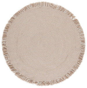 Safavieh Braided Hand-Woven Round Rug In Beige Ivory — Wool-Jute Blend, Low-Profile 3/8" Pile, Coastal Chic 4'-0" x 4'-0" BRD563B-4R