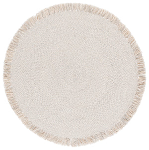 Safavieh Braided Handwoven Round Area Rug In Silver Beige — Wool-Jute Blend, Low-Profile Soft Texture, Ethically Made 3'-0" x 3'-0" BRD563G-3R