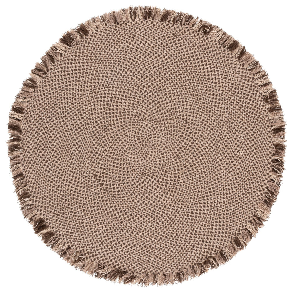 Safavieh Braided Handwoven Round Area Rug In Brown Beige — Wool Jute Blend, Low Pile, Cozy Textured Accent 3'-0" x 3'-0" BRD563T-3R