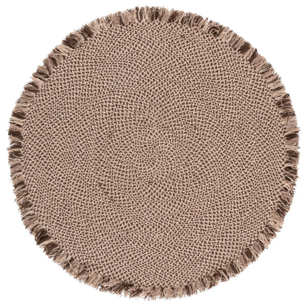 Safavieh Braided Handwoven Round Area Rug In Brown Beige — Wool Jute Blend, Low Pile, Cozy Textured Accent 3'-0" x 3'-0" BRD563T-3R