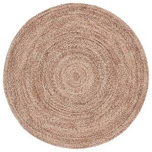 Safavieh Braided Hand‑Woven Round Area Rug In Natural Brown Tones, Wool‑Jute Blend, Low Profile 3/8" 5'-0" x 5'-0" BRD565T-5R