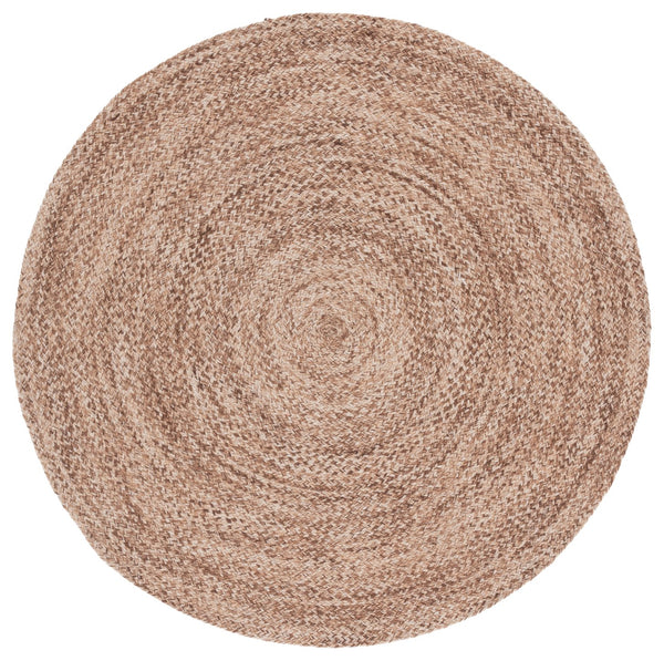 Safavieh Braided Hand‑Woven Round Area Rug In Natural Brown Tones, Wool‑Jute Blend, Low Profile 3/8" 5'-0" x 5'-0" BRD565T-5R
