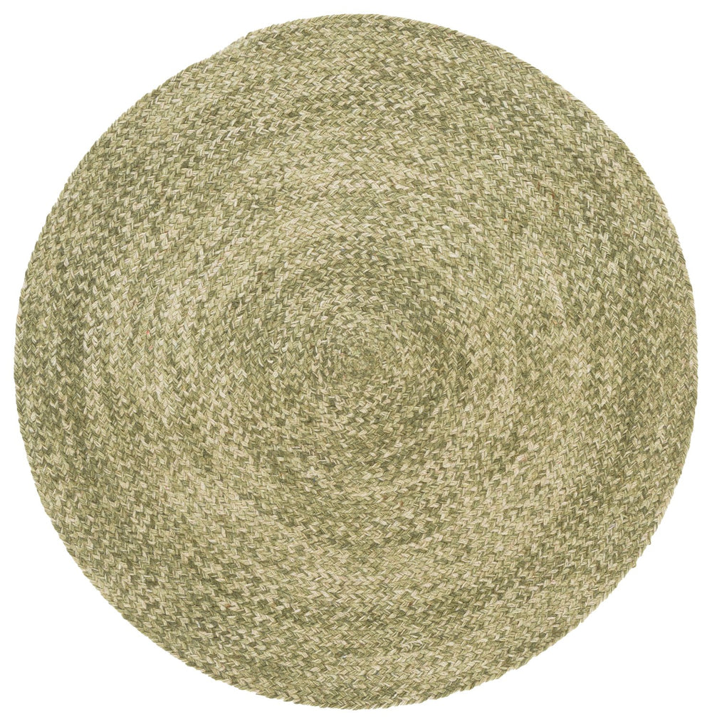 Safavieh Braided Olive Round Rug — Handwoven Wool-Jute Blend, Cozy Textured Accent For Entryways & Bedsides 4'-0" x 4'-0" BRD565X-4R