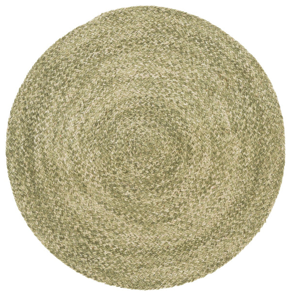 Safavieh Braided Olive Round Rug — Handwoven Wool-Jute Blend, Cozy Textured Accent For Entryways & Bedsides 4'-0" x 4'-0" BRD565X-4R