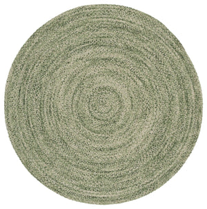 Safavieh Braided Hand-Woven Round Green Area Rug — 36" Wool-Jute Blend, Low-Profile Durable Artisan Accent 5'-0" x 5'-0" BRD565Y-5R