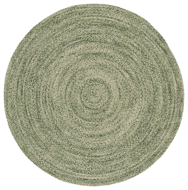 Safavieh Braided Hand-Woven Round Green Area Rug — 36" Wool-Jute Blend, Low-Profile Durable Artisan Accent 5'-0" x 5'-0" BRD565Y-5R