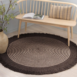 Safavieh Braided Handwoven Round Brown Rug — Low Pile Wool-Jute Blend, Durable Artisan Texture For Cozy Rooms 5'-0" x 5'-0" BRD566T-5R
