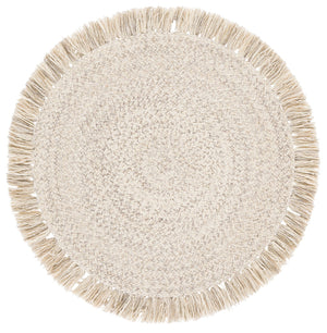Safavieh Braided Hand-Woven Round Rug In Grey Ivory — 3 Ft Diameter Wool-Jute Blend, Low-Profile, Durable Elegance 6'-0" x 6'-0" BRD569F-6R