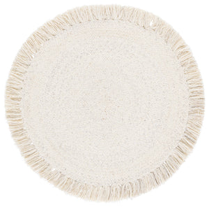 Safavieh Braided Handwoven Round Rug In Silver Ivory — Wool Blend Low-Pile Accent For Entryway & Seating Areas 3'-0" x 3'-0" BRD569G-3R