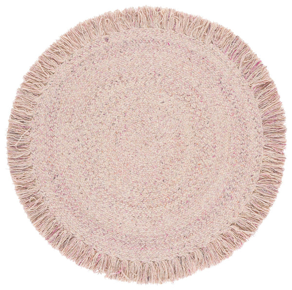 Safavieh Braided Hand-Woven Round Pink Area Rug — 90% Wool Blend, Braided Texture For Cozy Modern Spaces 6'-0" x 6'-0" BRD569U-6R