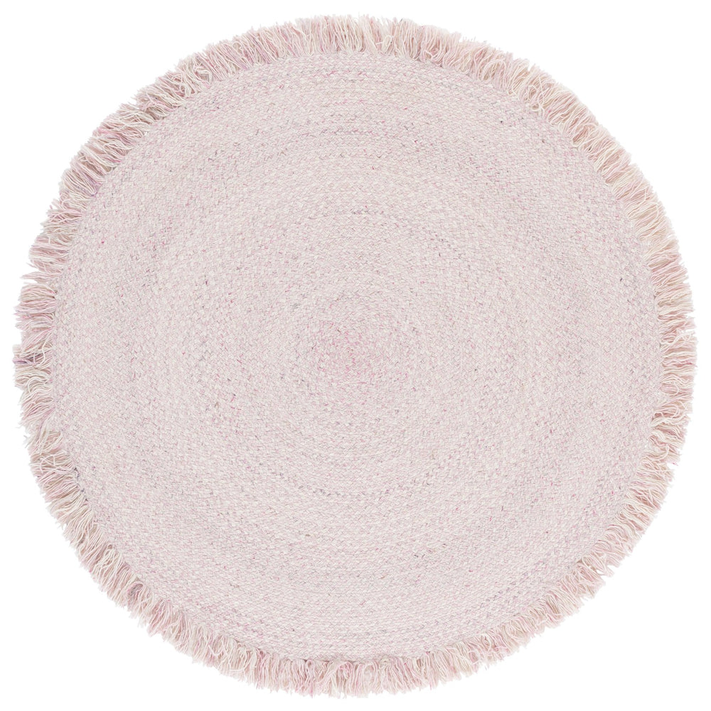 Safavieh Braided Hand-Woven Round Rug In Ivory And Pink — Soft Wool-Jute Blend, Low-Profile Durable Style 4'-0" x 4'-0" BRD570U-4R