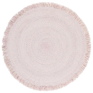 Safavieh Braided Hand-Woven Round Rug In Ivory And Pink — Soft Wool-Jute Blend, Low-Profile Durable Style 4'-0" x 4'-0" BRD570U-4R
