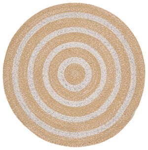Safavieh Braided Hand-Woven Round Rug In Natural & Silver Tones — Low-Profile Wool Blend, Coastal Texture (3Ft) 3'-0" x 3'-0" BRD571A-3R