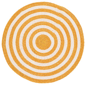 Safavieh Braided Hand-Woven Round Area Rug In Gold & Peach Braided Pattern — Wool Blend, Durable, Cozy Finish 5'-0" x 5'-0" BRD571D-5R
