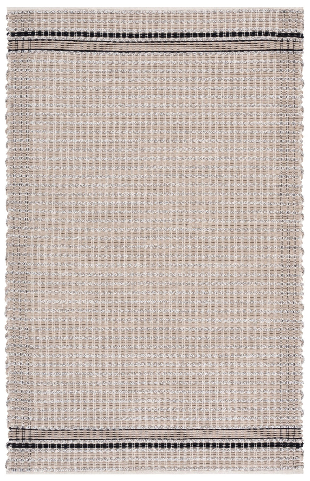 Safavieh Braided Hand-Woven Beige And Black Runner — Low-Profile Cotton Pile, Durable Artisanal Texture For Hallways 2'-3" x 8'-0" BRD763B-28