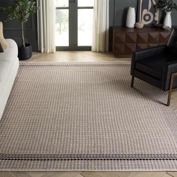 Safavieh Braided Hand-Woven Beige And Black Cotton Rug — Soft Pile, Artisanal Indian Craftsmanship For Modern Spaces 6'-0" x 9'-0" BRD763B-6