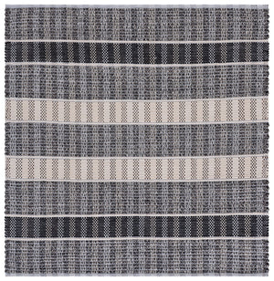 Safavieh Braided Handwoven Grey & Black Square Cotton Rug — Low Profile Modern Scandinavian Minimalist Accent 6'-0" x 6'-0" BRD764F-6SQ
