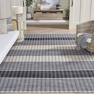 Safavieh Braided Handwoven Grey & Black Square Cotton Rug — Low Profile Modern Scandinavian Minimalist Accent 6'-0" x 6'-0" BRD764F-6SQ
