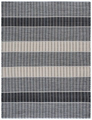 Safavieh Braided Hand-Woven Grey Black Area Rug — Cotton Low-Profile 1/2" Pile, Scandinavian Minimalist Style 8'-0" x 10'-0" BRD764F-8