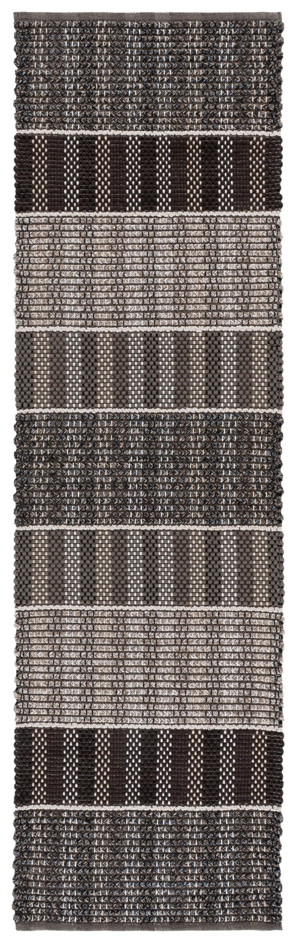 Safavieh Braided Hand-Woven Cotton Runner In Rich Brown And Blue Tones, Low-Profile 1/2" Pile For Hallways 2'-3" x 8'-0" BRD764T-28