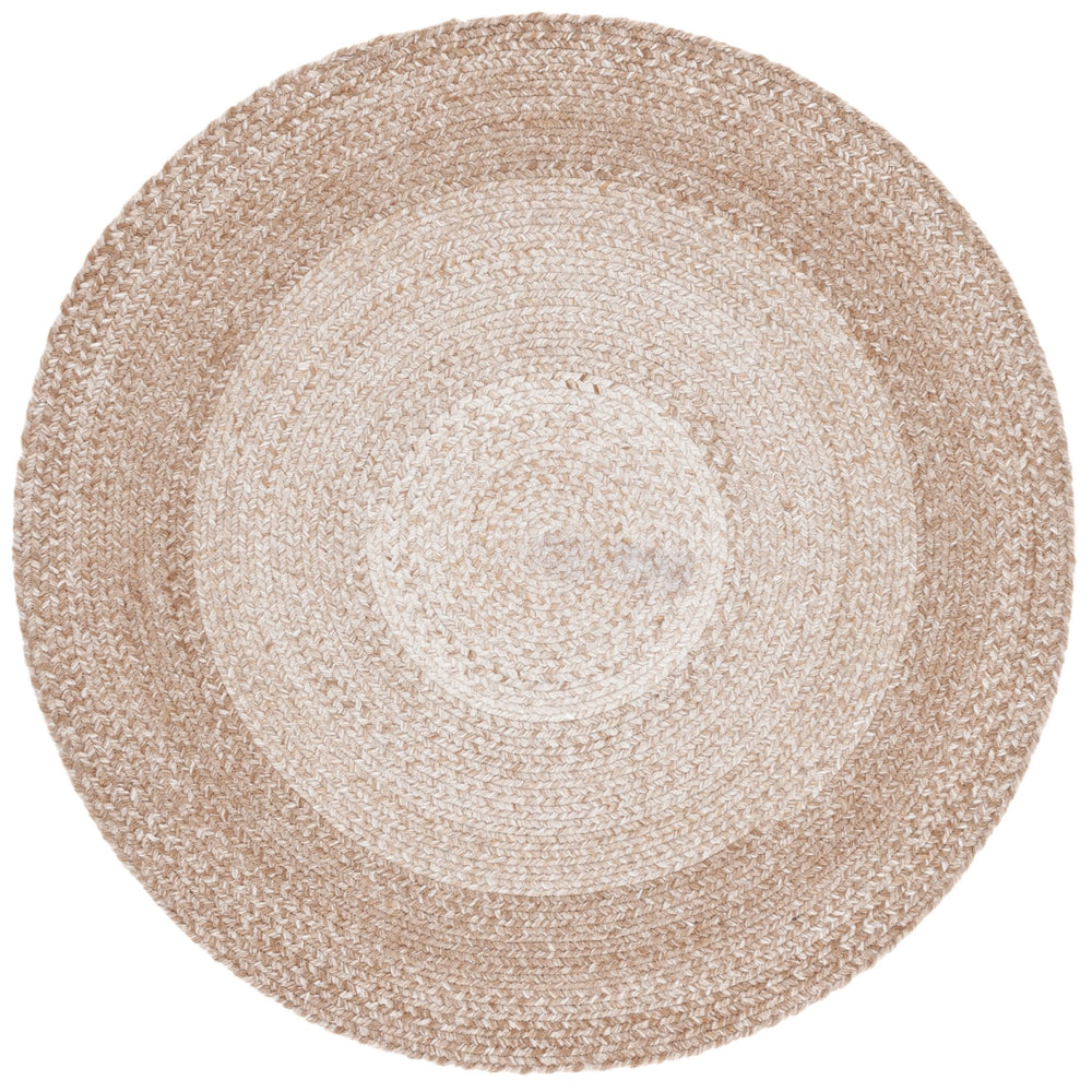 Safavieh Braided Handwoven Round Area Rug Beige — Durable Pet Yarn, Low-Profile Plush 3/8" Pile, Coastal Charm 4'-0" x 4'-0" BRD807B-4R