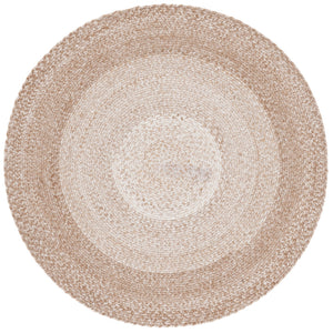 Safavieh Braided Handwoven Round Area Rug Beige — Durable Pet Yarn, Low-Profile Plush 3/8" Pile, Coastal Charm 4'-0" x 4'-0" BRD807B-4R