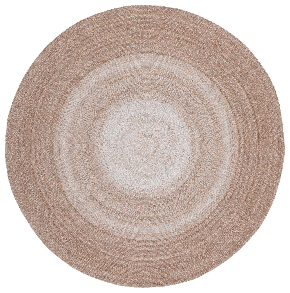 Safavieh Braided Handwoven Round Area Rug Beige — Durable Pet Yarn, Low-Profile Plush 3/8" Pile, Coastal Charm 4'-0" x 4'-0" BRD807B-4R