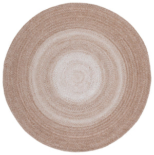 Safavieh Braided Handwoven Round Area Rug Beige — Durable Pet Yarn, Low-Profile Plush 3/8" Pile, Coastal Charm 4'-0" x 4'-0" BRD807B-4R