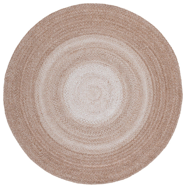 Safavieh Braided Handwoven Round Area Rug Beige — Durable Pet Yarn, Low-Profile Plush 3/8" Pile, Coastal Charm 4'-0" x 4'-0" BRD807B-4R