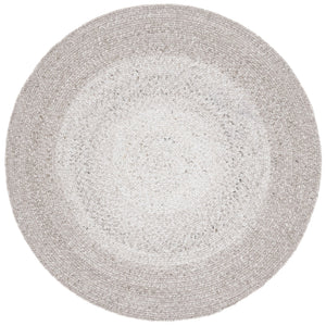 Safavieh Braided Hand-Woven Light Grey Round Rug — Eco-Friendly Pet Yarn, Low-Profile 3/8" Pile, Durable Style 5'-0" x 5'-0" BRD807G-5R