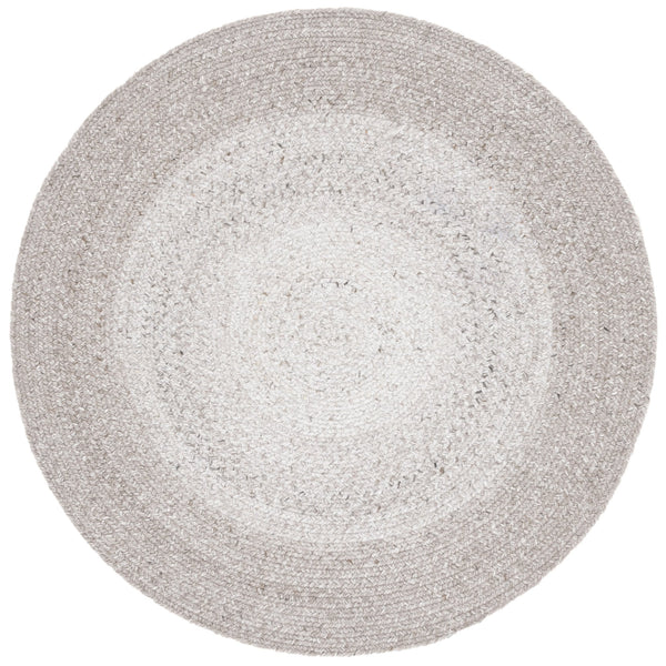 Safavieh Braided Hand-Woven Light Grey Round Rug — Eco-Friendly Pet Yarn, Low-Profile 3/8" Pile, Durable Style 5'-0" x 5'-0" BRD807G-5R