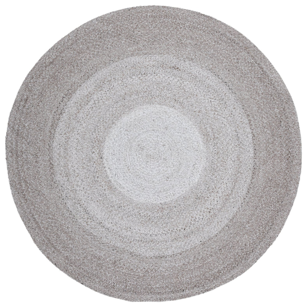 Safavieh Braided Hand-Woven Light Grey Round Rug — Eco-Friendly Pet Yarn, Low-Profile 3/8" Pile, Durable Style 5'-0" x 5'-0" BRD807G-5R