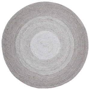 Safavieh Braided Hand-Woven Light Grey Round Rug — Eco-Friendly Pet Yarn, Low-Profile 3/8" Pile, Durable Style 5'-0" x 5'-0" BRD807G-5R