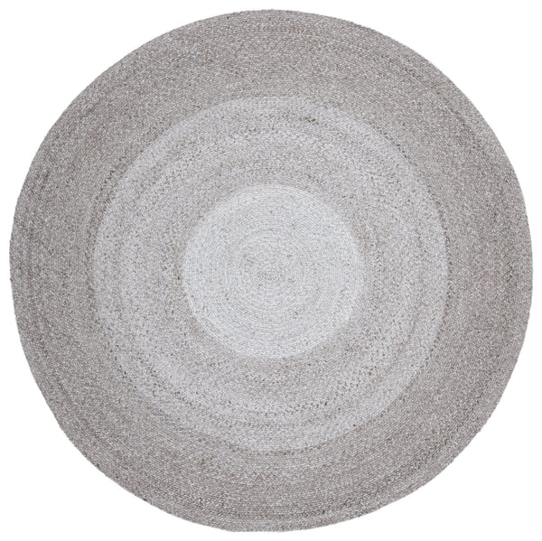 Safavieh Braided Hand-Woven Light Grey Round Rug — Eco-Friendly Pet Yarn, Low-Profile 3/8" Pile, Durable Style 5'-0" x 5'-0" BRD807G-5R
