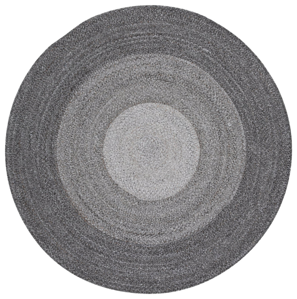 Safavieh Braided Handwoven Round Area Rug Charcoal Grey — Plush Pet Yarn, Durable Stain-Resistant Coastal Style 4'-0" x 4'-0" BRD807H-4R