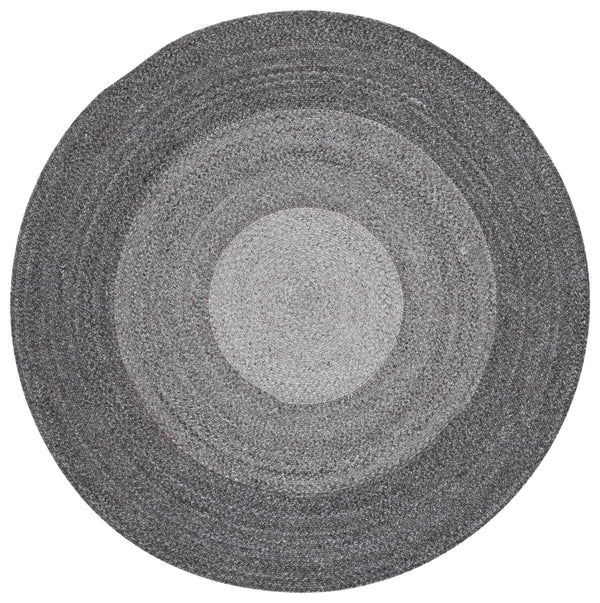 Safavieh Braided Handwoven Round Area Rug Charcoal Grey — Plush Pet Yarn, Durable Stain-Resistant Coastal Style 4'-0" x 4'-0" BRD807H-4R