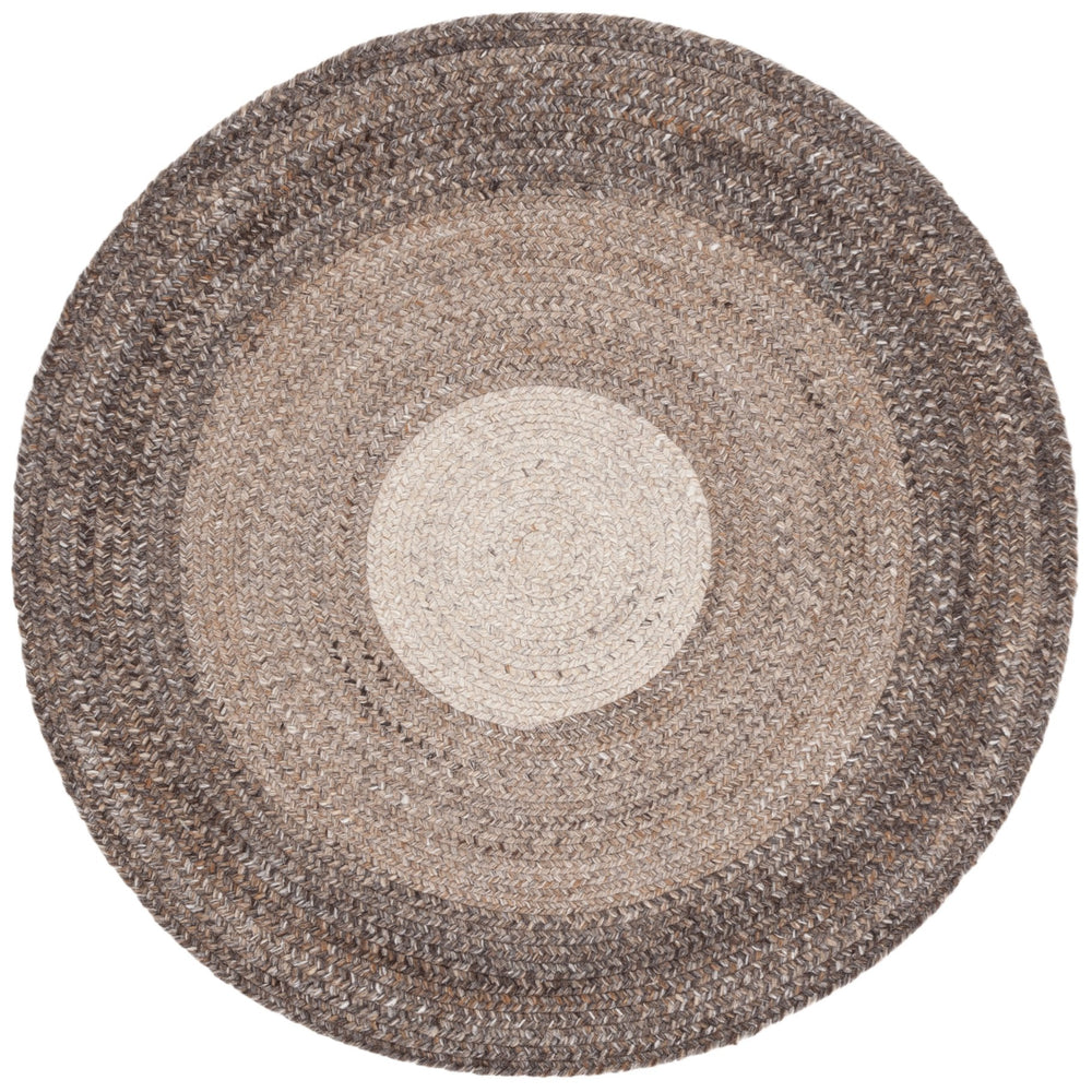 Safavieh Braided Handwoven Round Area Rug In Brown Beige Pet Yarn — Braided Floral Motif, Durable Soft Pile, Cozy Accent 3'-0" x 3'-0" BRD807T-3R