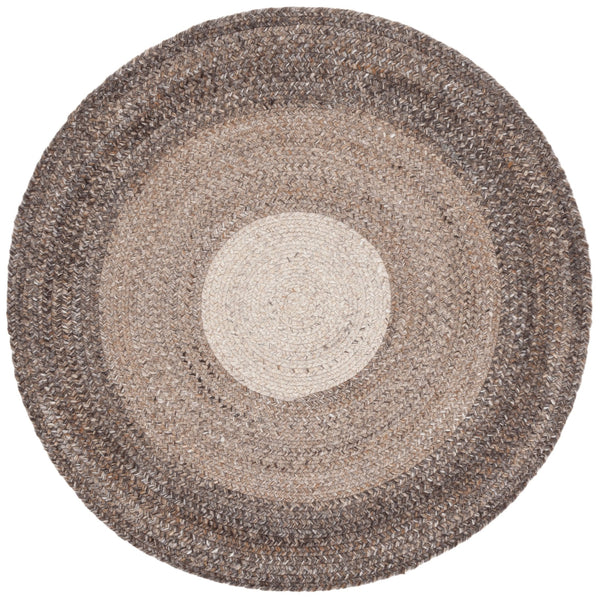 Safavieh Braided Handwoven Round Area Rug In Brown Beige Pet Yarn — Braided Floral Motif, Durable Soft Pile, Cozy Accent 3'-0" x 3'-0" BRD807T-3R