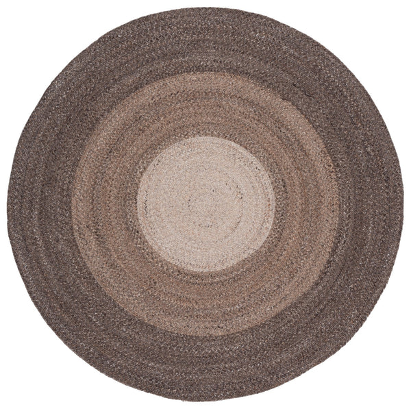 Safavieh Braided Handwoven Round Area Rug In Brown Beige Pet Yarn — Braided Floral Motif, Durable Soft Pile, Cozy Accent 3'-0" x 3'-0" BRD807T-3R