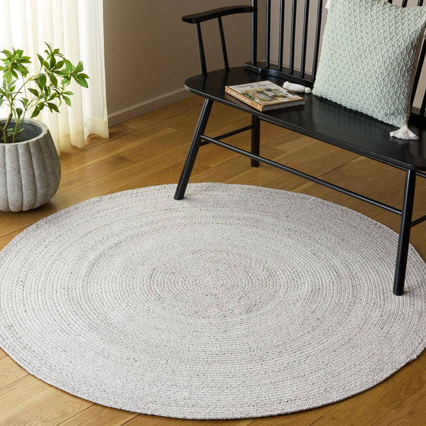 Safavieh Braided Ivory Round Area Rug — Handwoven Pet Yarn, Durable Stain-Resistant Accent For Modern Spaces 4'-0" x 4'-0" BRD808A-4R